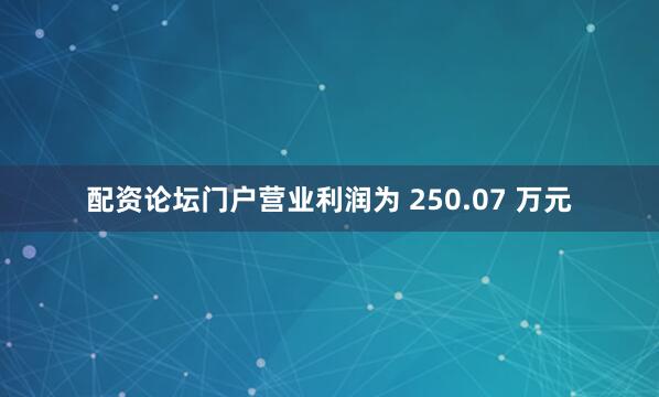 配资论坛门户营业利润为 250.07 万元