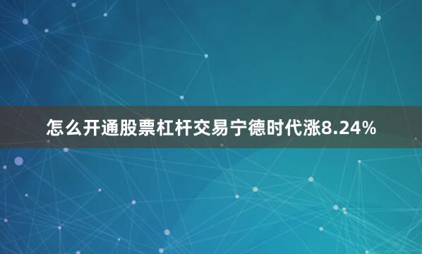 怎么开通股票杠杆交易宁德时代涨8.24%